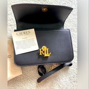 Ralph Lauren black leather pebble crossbody bag.